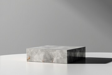 3D concrete Pedestal podium on white background. Gray display for beauty product, cosmetic promotion. Natural rock, grey stone. Minimal, industrial scene. generative ai. - obrazy, fototapety, plakaty