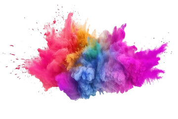 Fototapeta na wymiar colorful rainbow holi paint color powder explosion isolated white wide panorama background transparent PNG