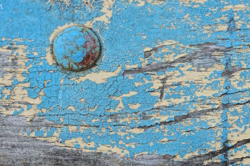 wooden background of a boards with iron brown bolt in the wall of the fence