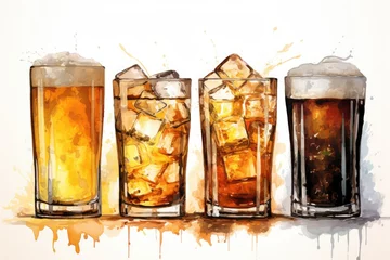 Fotobehang four glasses of beer Generative AI © SKIMP Art