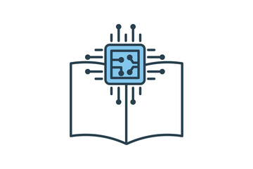 machine learning icon. icon related to device, artificial intelligence. flat line icon style. simple vector design editable
