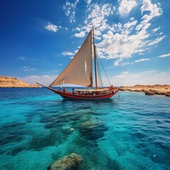 Naklejka premium yacht in the sea generated by AI