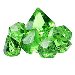Green crystal on transparent background