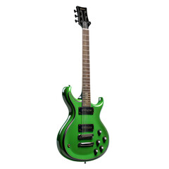 Green guitar on transparent background