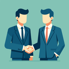 Business handshake in flat vector design on solid background.