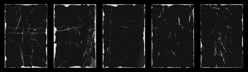 Empty old vintage black scratch torn poster set overlay texture background