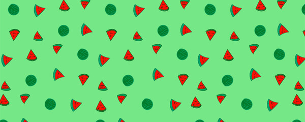 pattern with watermelon hand drawing  vvector background.