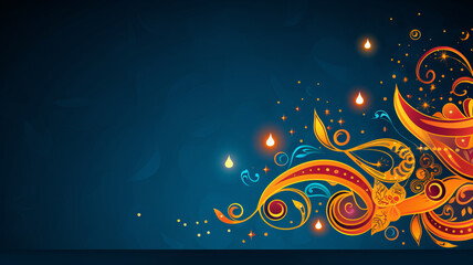 Diwali festival holiday background in Indian Rangoli and floral ornament style - obrazy, fototapety, plakaty