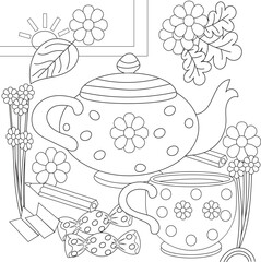 Flower adults and kid's coloring page