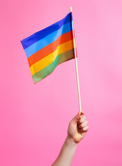 Flag sky freedom gay rainbow holding pride male lgbt hand symbol homosexual