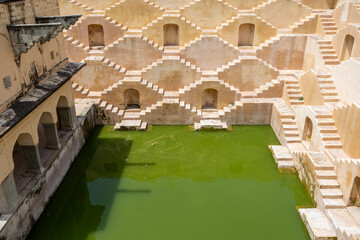 The stairs of Panna Meena ka Kund in Amber, near Jaipur, Rajasthan, India