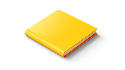  a yellow book is sitting on a white surface with a white background.  generative ai