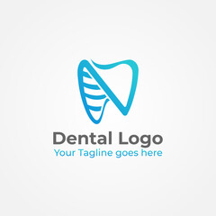 Dental logo in a minimalist style in gradient blue