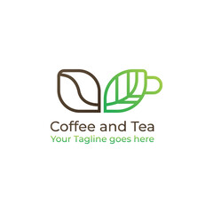 Coffee and tea logo with a minimalist cup shape
