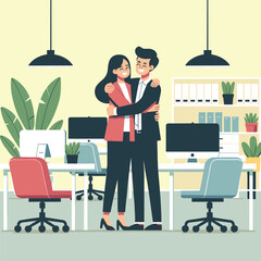 Office Celebration Hug Vector Design