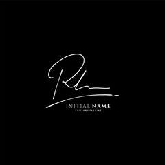RH handwritten logo template. Initial signature vector