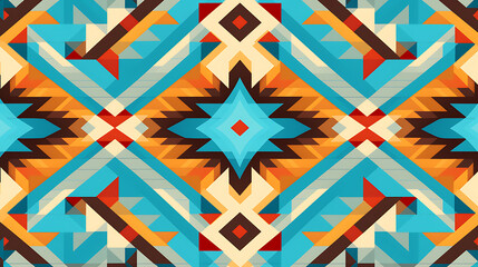 American Navajo tribal pattern. Ethnic Western background style. Boho geometric ornament. . generative ai - obrazy, fototapety, plakaty