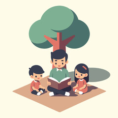 Fathers of the World Holding Hands with Children