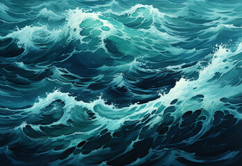 Fototapeta na wymiar Aerial view to ocean waves. Abstract water surface of ocean. Stormy water background. Created with Generative AI