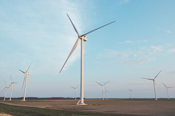 Wind power to boost sustainability and green energy in the Netherlands. Turning wind into energy. Amsterdam, Netherlands