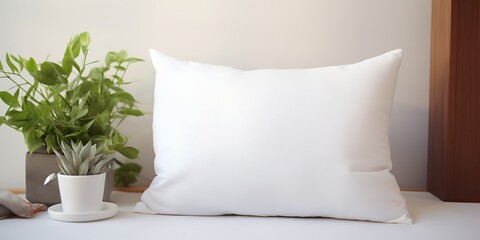 AI Generated. AI Generative. Clean white nap sleeping pillow mock up. Can be used for home items sales promotion
