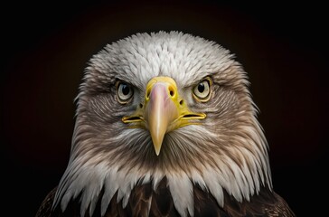 Obraz premium Portrait of an American bald eagle on black background.