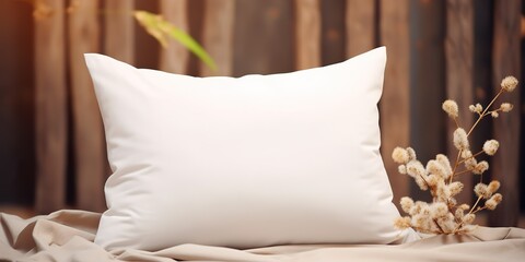 AI Generated. AI Generative. Clean white nap sleeping pillow mock up. Can be used for home items sales promotion