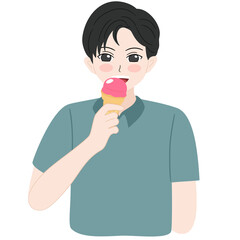 eating ice cream