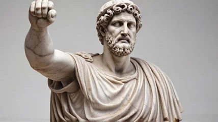 Deurstickers Ancient marble statue of man from Roman era, raised fist © Hamza
