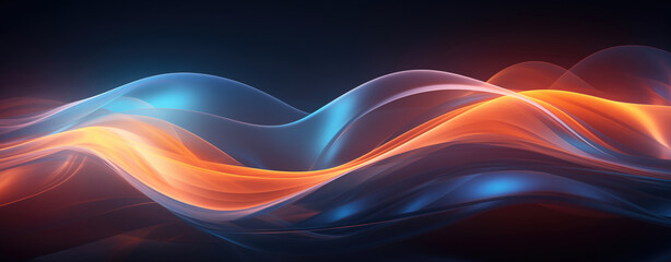 Fototapeta premium Abstract Blue and Orange Liquid Background with Neon Lights