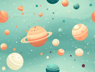 Cute Planet star seamless pattern template 