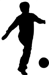 Silhouettes boy playing ball with transparent background