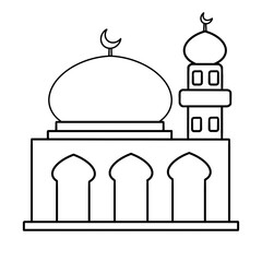 Cute Mosque Line Art 3