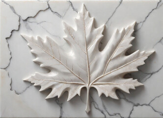 sculpture maple leaf marble white