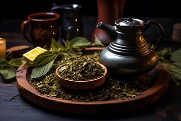 Foto op Aluminium Mate tea, mate, tea, herbal tea, green tea, yerba mate, caffeine, energized tea, tea drinking © MrJeans