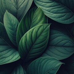 Obraz premium Group background of green leaves. Concept of nature. Green tropical leaves. Background and texture.