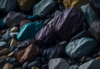 Intriguing close-up view of rocks on the beach, emphasizing the natural artistry found in coastal settings
