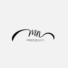 MN initial signature logo. Handwriting logo template vector