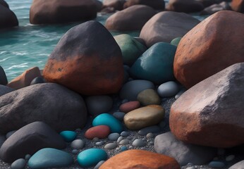 Detailed view of beach rocks in a captivating close-up, showcasing the essence of coastal serenity
