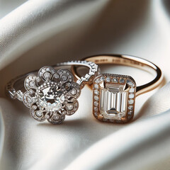 Diamante rings. Luxury gift. Jewelry