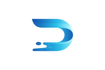 letter d and water splash 3D style logo