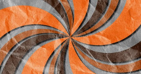 Rotating stop motion retro sun ray animation background. Sunburst vintage rays background with paper texture. Animated curved shining sunrise with Old vintage film strip effect of orange color. - Powered by Adobe