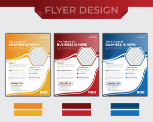 Corporate business flyer vector design set with tow colors, design set with quality full poster flyer concept,  maintain perfect color and cover modern layout, setup for your business A4 flyer