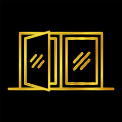 free vector window logo template. Gold colored window icon