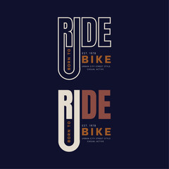 Ride bike sport urban city street style athletic apparel vector t shirt design