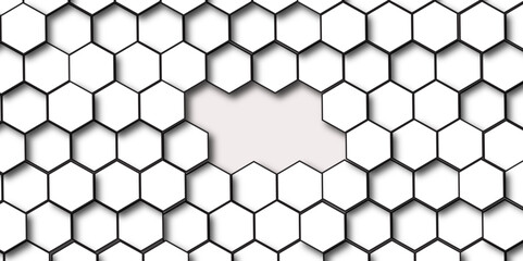 Fototapeta premium Abstract white background with hexagon and hexagonal background. geometric mesh cell texture. Luxury white pattern with hexagons. Vector illustration.3D futuristic abstract honeycomb mosaic background