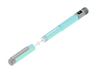 Sketch of insulin pen on transparent background