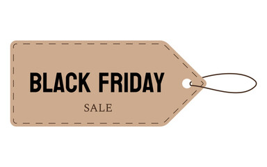 Black Friday. Beige tag with brown details writing Black Friday in black
