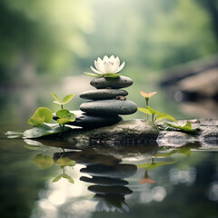 Fototapeta na wymiar fantasy blooming white lotus art meditation