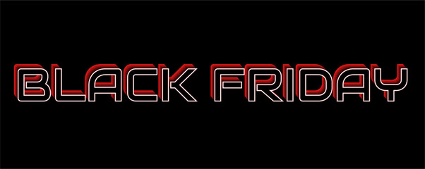 Black Friday written with a luminous effect in white, black and red.